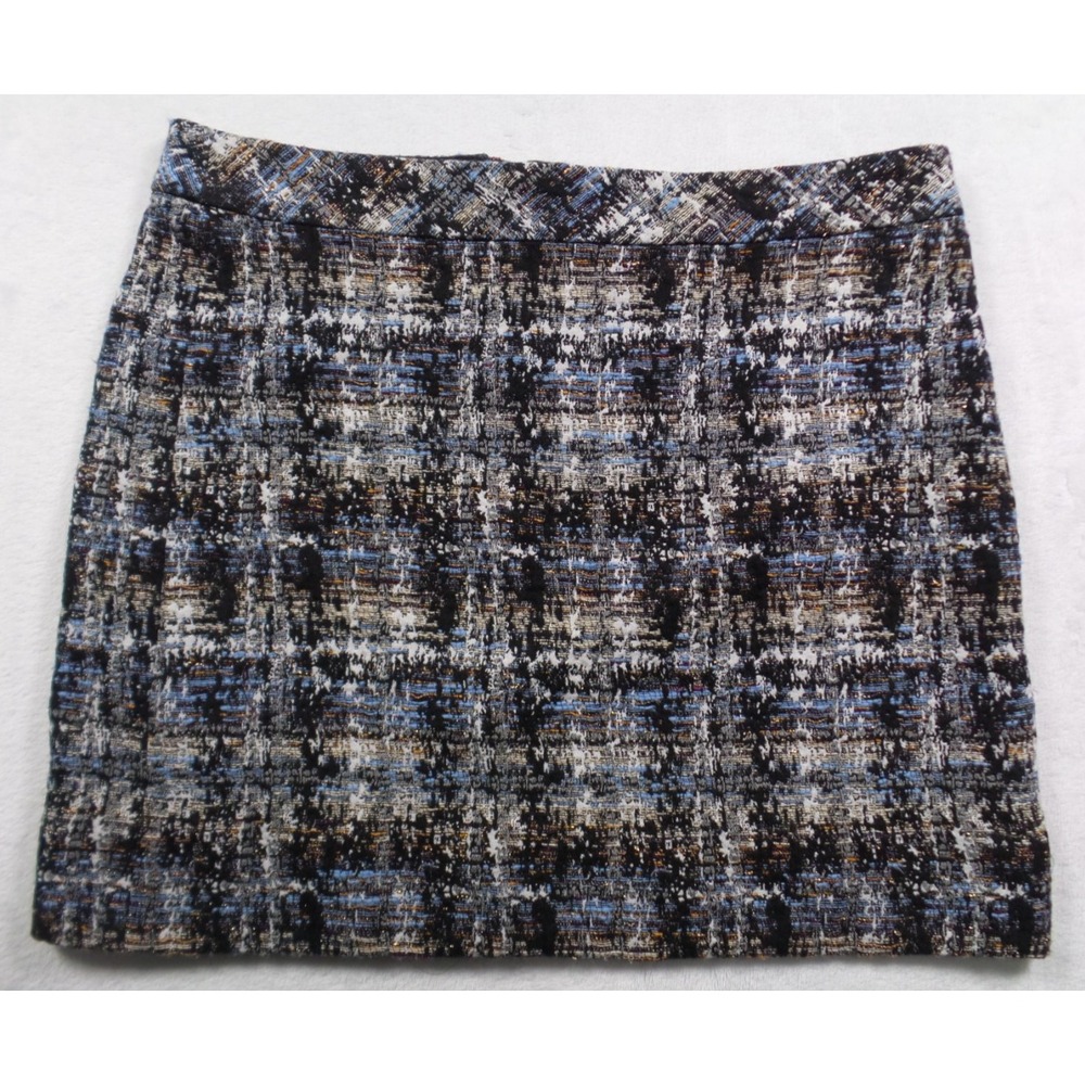 J Crew Skirt Womens Sizeβ 2 Blue Multicolor Metallic Tweed Silk Blend Mini